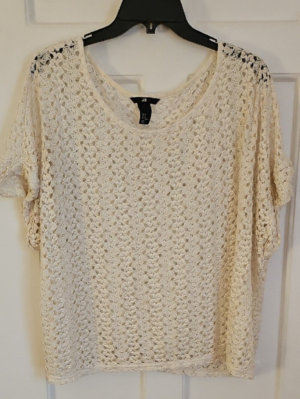 Cream Crochet H&M Boxy Knit Top